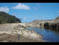 Avant – En 2009, mise en place d’un remblai et défrichement de la mangrove